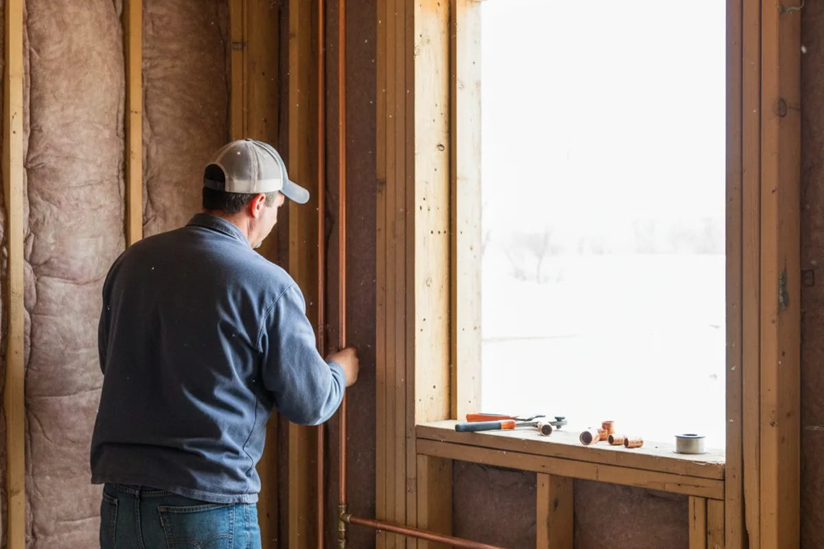 Licensed plumber running new copper supply lines in a Jacobsburg home