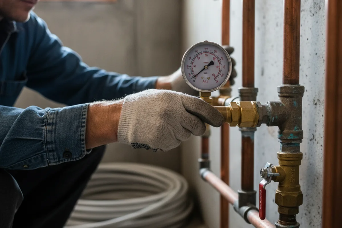 Pressure testing a repaired line during Water Line Repair in Jacobsburg